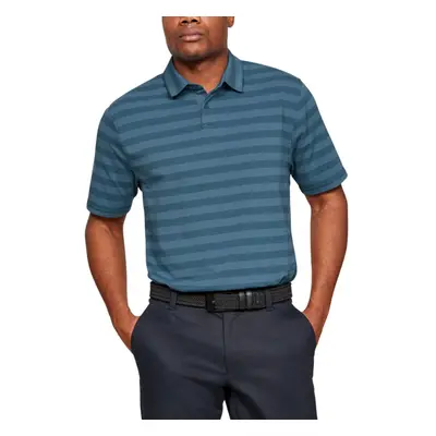 (S, Thunder) Under Armour Mens CC Scramble Stripe Charged Cotton Polo Shirt