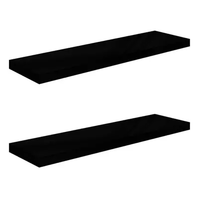 vidaXL 2x Floating Wall Shelves High Gloss Black 90x23.5x3.8 cm MDF Display