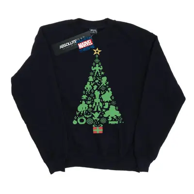 (S, Navy Blue) Marvel Womens/Ladies Avengers Christmas Tree Sweatshirt