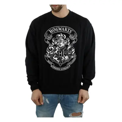 (S, Black) Harry Potter Mens Hogwarts Crest Cotton Sweatshirt