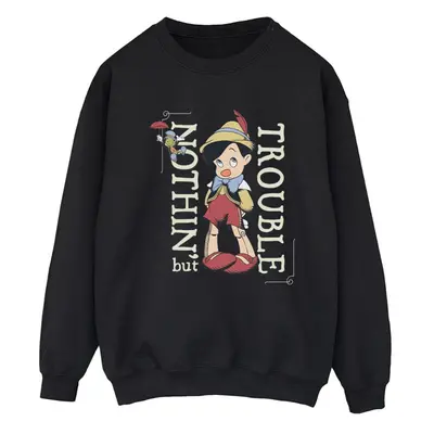 (L, Black) Disney Womens/Ladies Pinocchio Nothing But Trouble Sweatshirt