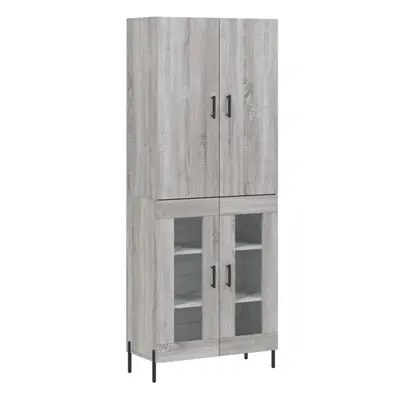 (grey sonoma, glass doors) vidaXL Highboard Sideboard Storage Cabinet Side Cabinet White Enginee