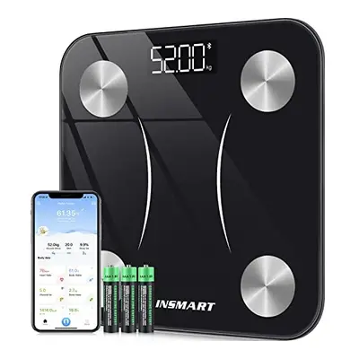 Bluetooth Body Fat Scales, INSMART Smart Digital Bathroom Weight Weighing Scales for Body Compos