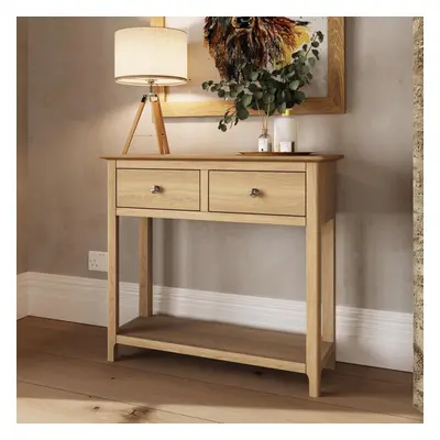 Solid Oak Drawer Console Table Natural Oak Large Oak Top Painted Finish