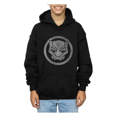 (7-8 Years, Black) Marvel Boys Black Panther Distressed Icon Hoodie