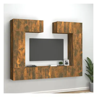 vidaXL Piece TV Cabinet Set Smoked Oak Engineered Wood