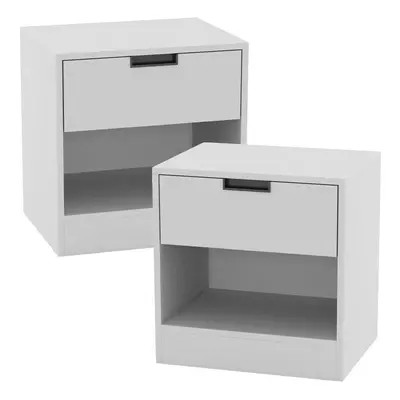 (White, 2) Drawer Bedside Table Nightstand Shelf Cabinet Storage Unit Bedroom Furniture 1/2 Pcs