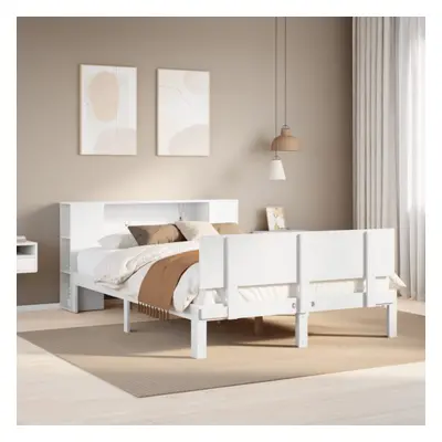 vidaXL Bookcase Bed without Mattress White 150x200 cm King Size Solid Wood Pine