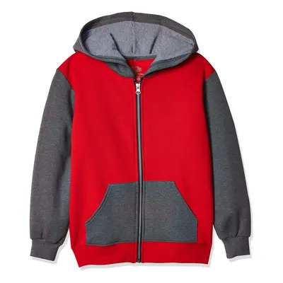 Fruit of the Loom Boys' Fleece Full Zip Hoodie Sweatshirt TRUE RED/CH