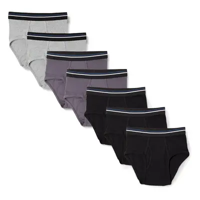 Amazon Essentials Men's Tag-Free Cotton Briefs Pack of Black/Charc