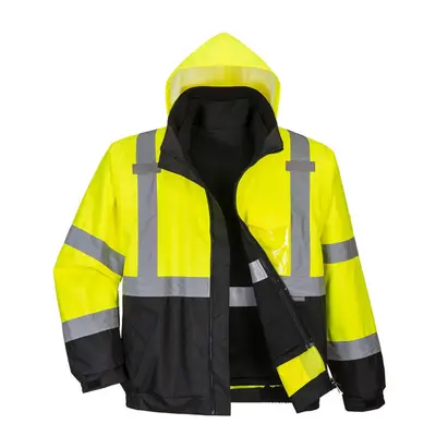 (L, Yellow/Black) Portwest Mens Premium In High-Vis Bomber Jacket