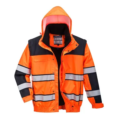 (S, Orange/Black) Portwest Mens Classic Contrast Hi-Vis Safety Bomber Jacket