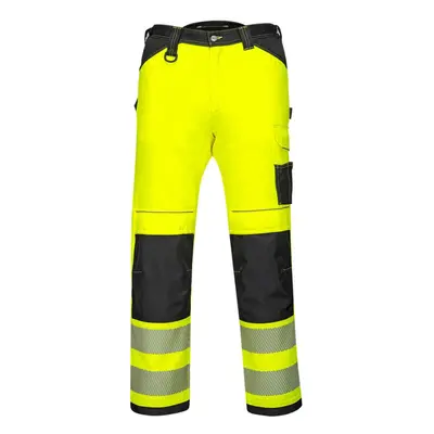 (48R, Yellow/Black) Portwest Mens PW3 Hi-Vis Stretch Lightweight Work Trousers