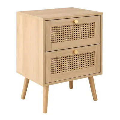 Bedside Drawer Cabinet Brown Oak Rattan Birlea Croxley Nightstand Side Table