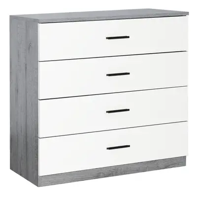 (Ash Grey Carcass + White Drawers, 4) Or Drawer Wooden Bedroom Chest Cabinet Modern Wide Storage