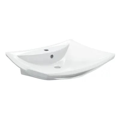 vidaXL Ceramic Basin Rectangular with Overflow & Faucet Hole Bathroom Sink