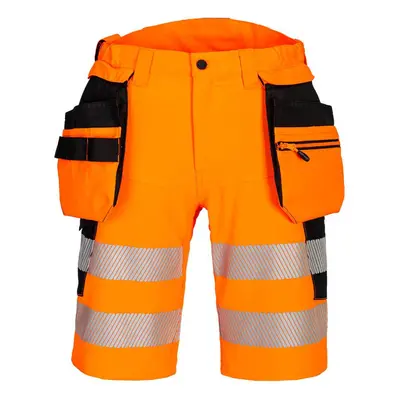 (32R, Orange/Black) Portwest Unisex Adult DX4 Hi-Vis Holster Pocket Safety Shorts