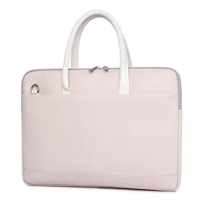 (beige) 13.3 15.6 inches Laptop Bag Briefcase Portable PU Leather Laptop Case Casual Business Ha