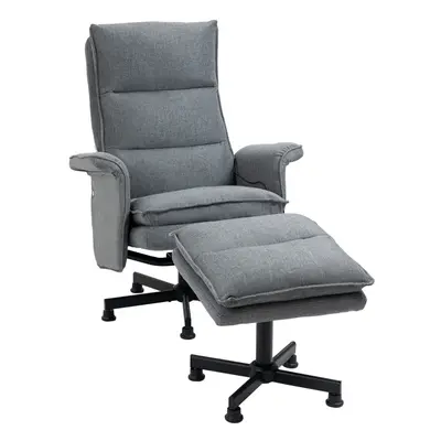 HOMCOM Swivel Recliner Chair w/Footstool Massage Points Remote Control Grey