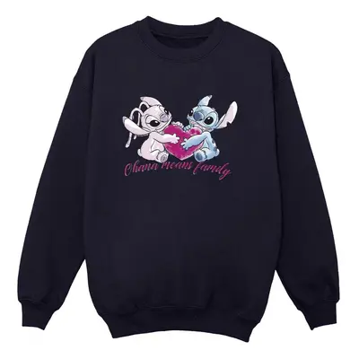 (M, Navy Blue) Disney Womens/Ladies Lilo And Stitch Ohana Heart With Angel Sweatshirt