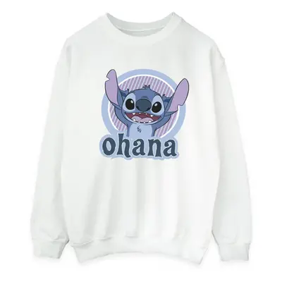 (L, White) Disney Mens Lilo And Stitch Ohana Circle Sweatshirt