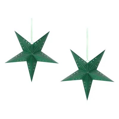 Set of Hanging Decorations Star MOTTI Paper Emerald Green cm