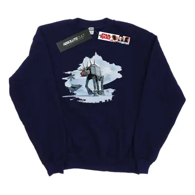 (S, Navy Blue) Star Wars Mens Christmas AT-AT Reindeer Sweatshirt