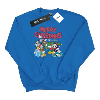 (M, Royal Blue) Disney Mens Mickey And Friends Winter Wishes Sweatshirt