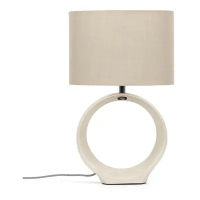 Natural Hoop Ceramic Table Lamp with Fabric Shade Bedside Light