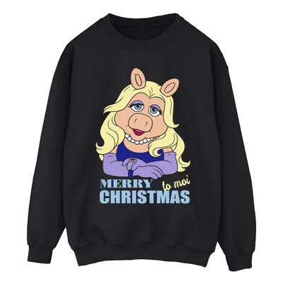 (L, Black) Disney Mens Muppets Miss Piggy Queen of Holidays Sweatshirt