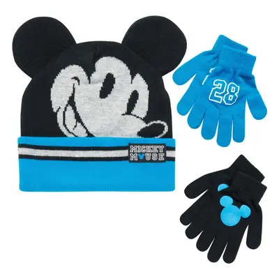 Disney Boys Mickey Mouse Winter Hat and Pair Mitten or Gloves Set (A