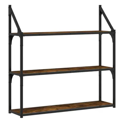 (smoked oak, x x 78.5 cm) vidaXL 3-Tier Wall Shelf Floating Shelf Wall Mounted Shelf Engineered 