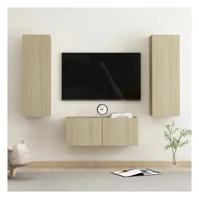 vidaXL Piece TV Cabinet Set Sonoma Oak Engineered Wood