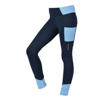 (22 in R, Ink Navy/Bluebell) Dublin Girls Power Performance Colour Block Horse Riding Tights