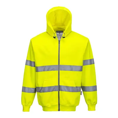 (M, Yellow) Portwest Mens Hi-Vis Full Zip Hoodie