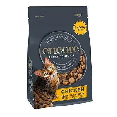 Encore Complete and Grain Free Adult Dry Cat Food, Chicken, g Bag (Pack of 3)