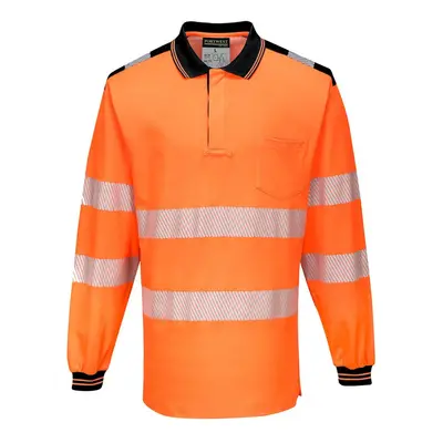 (L, Orange/Black) Portwest Mens PW3 Cotton Hi-Vis Safety Polo Shirt