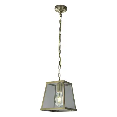 Searchlight Voyager Light Lantern Tapered Antique Brass With Clear Glass