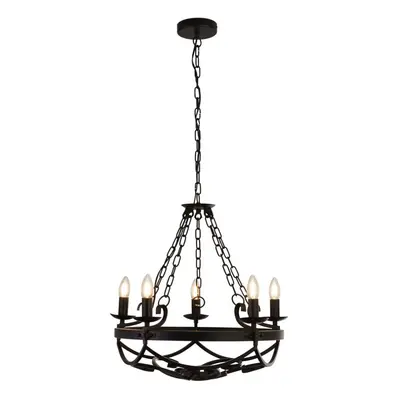 Searchlight CARTWHEEL - Light Cylindrical Candle Chain Ceiling Pendant - Black