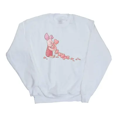 (M, White) Disney Womens/Ladies Winnie The Pooh Piglet Chain Of Hearts Sweatshirt