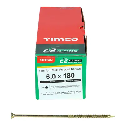 Timco Yellow C2 Strong-Fix Double Countersunk PZ3 Screws - x 180mm (100 Box)