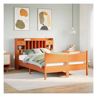 vidaXL Bed Frame without Mattress Wax Brown 140x190 cm Solid Wood Pine