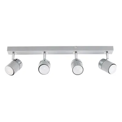 Modern Way Gloss Grey & Silver Chrome Straight Bar Ceiling Spotlight - Complete with 5w LED GU10