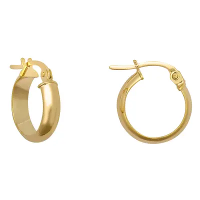 Jewelco London Ladies 9ct Yellow Gold D-Shape Wedding Band Style 3mm Hoop Earrings 13mm - JER807