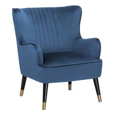 Wingback Chair VARBERG Velvet Dark Blue