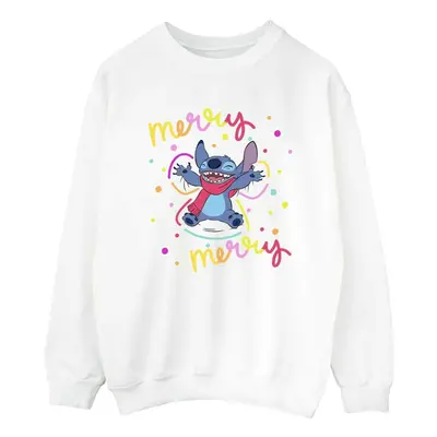 (4XL, White) Disney Womens/Ladies Lilo & Stitch Merry Rainbow Sweatshirt