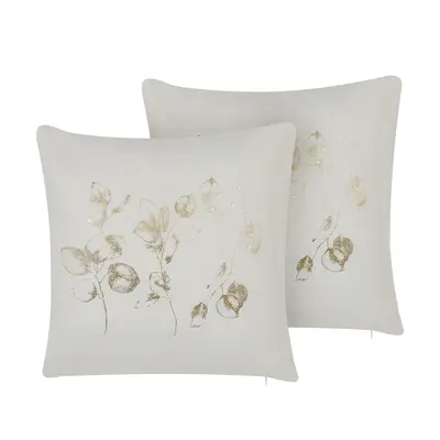 Set of Cushions Floral Print x cm Off-White GOMPHRENA