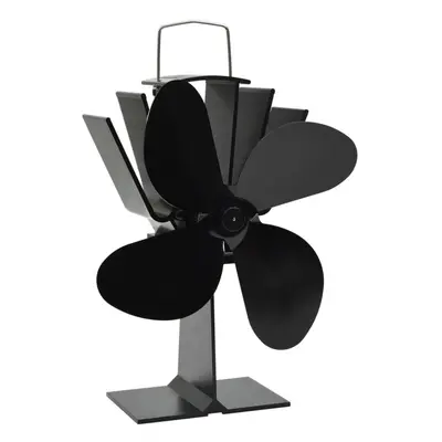 vidaXL Heat Powered Stove Fan Blades Black Wood Log Burner Fireplace Fan