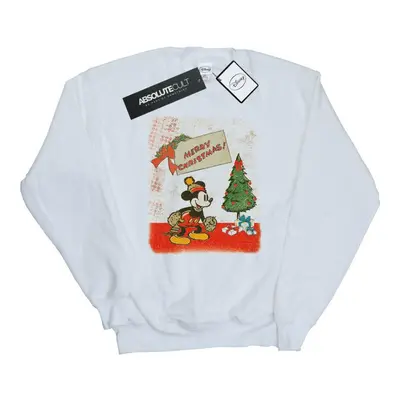 (XXL, White) Disney Mens Mickey Mouse Vintage Christmas Sweatshirt