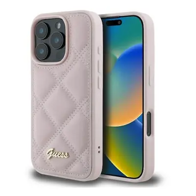 Guess Quilted Metal Logo Case for iPhone Pro 6.3" Pink